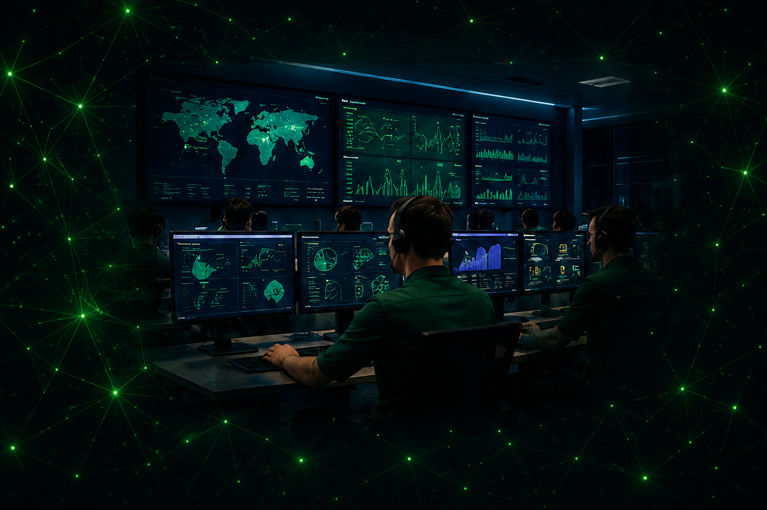 Equipo en centro de monitoreo